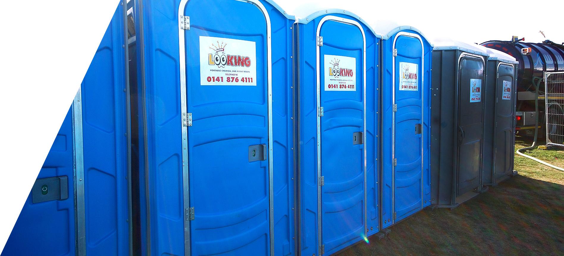row of portable toilets